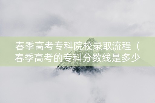 春季高考专科院校录取流程（春季高考的专科分数线是多少）