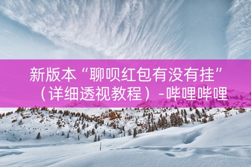 新版本“聊呗红包有没有挂”（详细透视教程）-哔哩哔哩