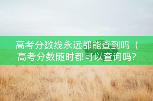 高考分数线永远都能查到吗（高考分数随时都可以查询吗?）