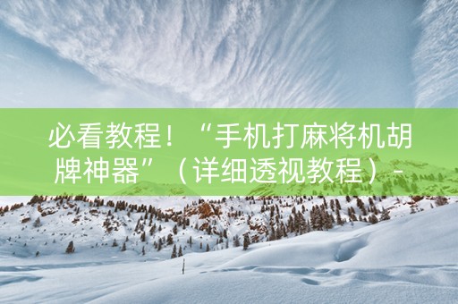 必看教程！“手机打麻将机胡牌神器”（详细透视教程）-哔哩哔哩