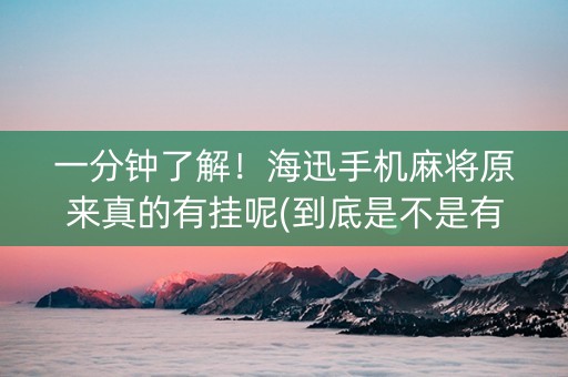 一分钟了解！海迅手机麻将原来真的有挂呢(到底是不是有挂)