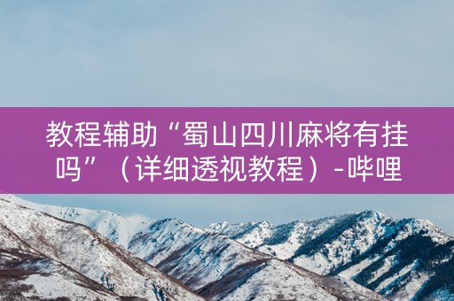 教程辅助“蜀山四川麻将有挂吗”（详细透视教程）-哔哩哔哩