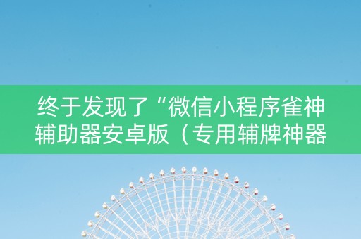 终于发现了“微信小程序雀神辅助器安卓版（专用辅牌神器免安装）