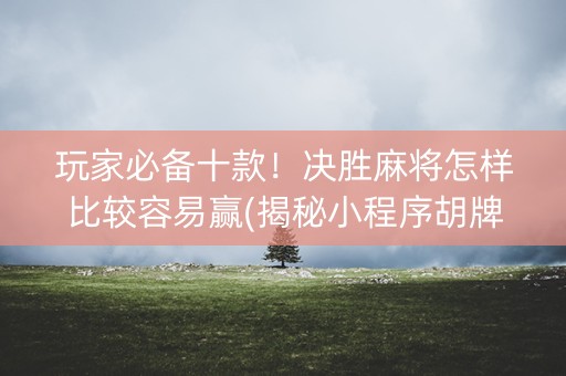 玩家必备十款！决胜麻将怎样比较容易赢(揭秘小程序胡牌技巧)