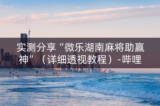 实测分享“微乐湖南麻将助赢神”（详细透视教程）-哔哩哔哩