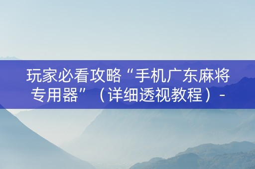 玩家必看攻略“手机广东麻将专用器”（详细透视教程）-哔哩哔哩