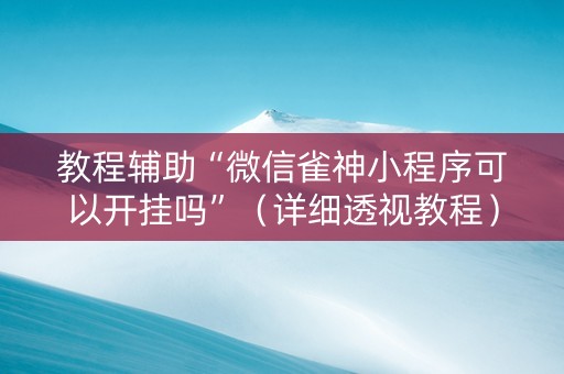 教程辅助“微信雀神小程序可以开挂吗”（详细透视教程）-哔哩哔哩