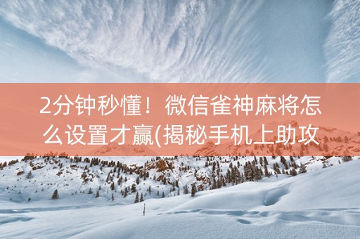 2分钟秒懂！微信雀神麻将怎么设置才赢(揭秘手机上助攻神器)