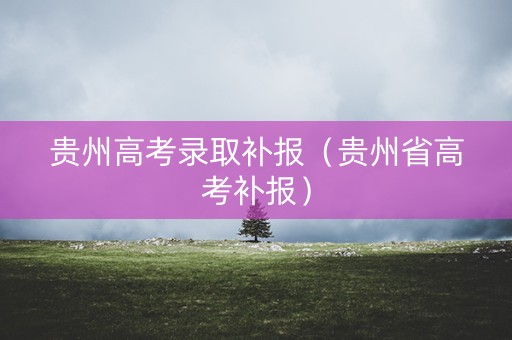 贵州高考录取补报（贵州省高考补报）