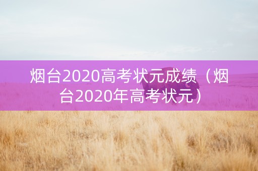烟台2020高考状元成绩（烟台2020年高考状元）