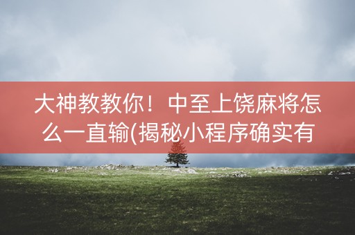 大神教教你！中至上饶麻将怎么一直输(揭秘小程序确实有猫腻)