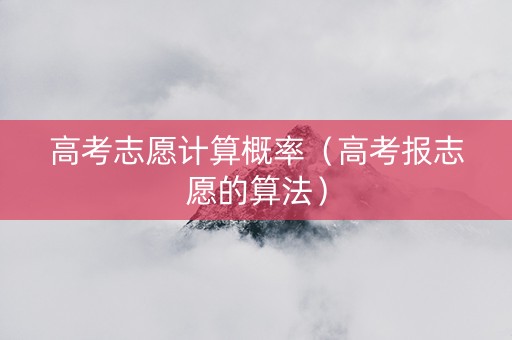 高考志愿计算概率（高考报志愿的算法）