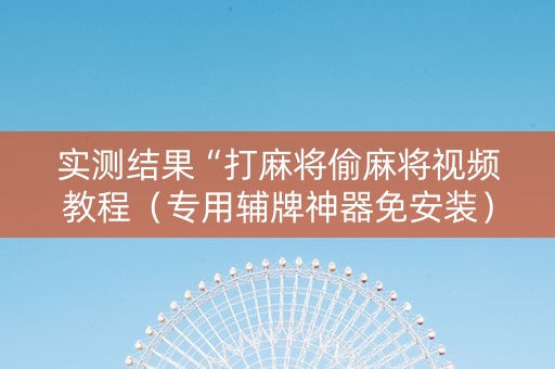 实测结果“打麻将偷麻将视频教程（专用辅牌神器免安装）