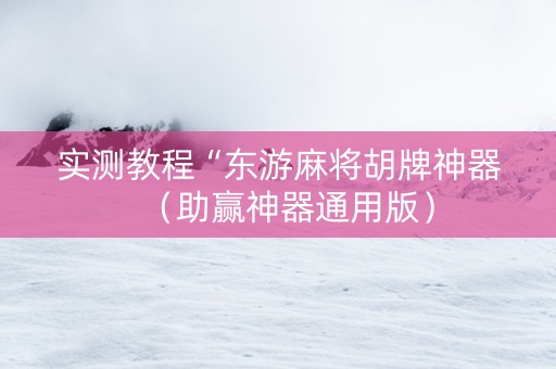 实测教程“东游麻将胡牌神器（助赢神器通用版）
