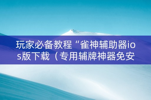 玩家必备教程“雀神辅助器ios版下载（专用辅牌神器免安装）