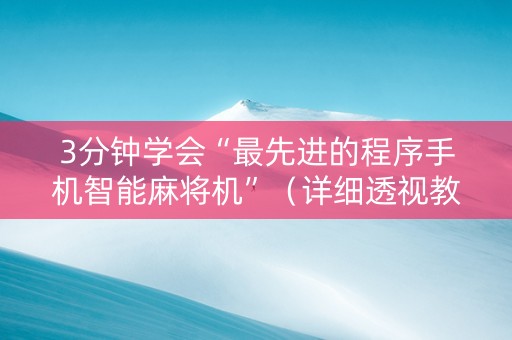 3分钟学会“最先进的程序手机智能麻将机”（详细透视教程）-哔哩哔哩