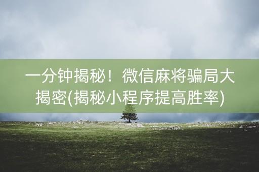 一分钟揭秘！微信麻将骗局大揭密(揭秘小程序提高胜率)