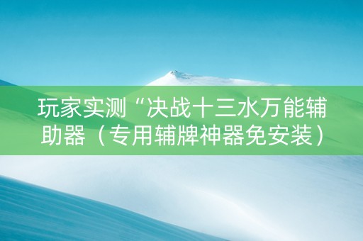 玩家实测“决战十三水万能辅助器（专用辅牌神器免安装）