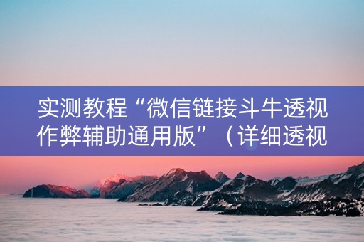 实测教程“微信链接斗牛透视作弊辅助通用版”（详细透视教程）-哔哩哔哩