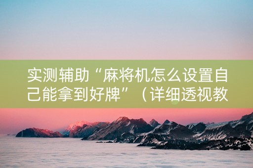 实测辅助“麻将机怎么设置自己能拿到好牌”（详细透视教程）-哔哩哔哩
