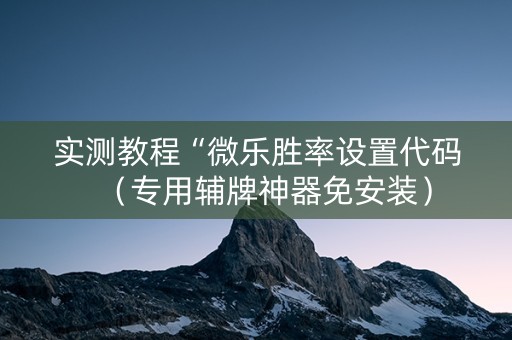 实测教程“微乐胜率设置代码（专用辅牌神器免安装）