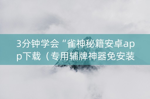 3分钟学会“雀神秘籍安卓app下载（专用辅牌神器免安装）