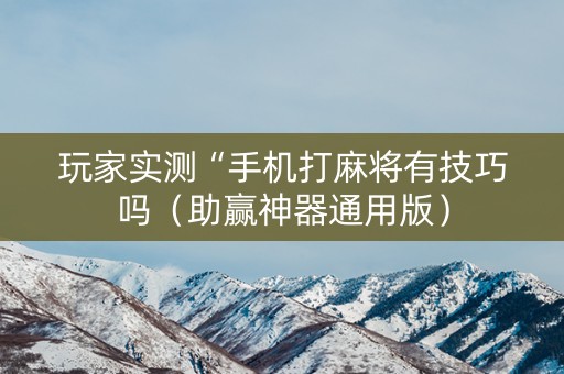 玩家实测“手机打麻将有技巧吗（助赢神器通用版）