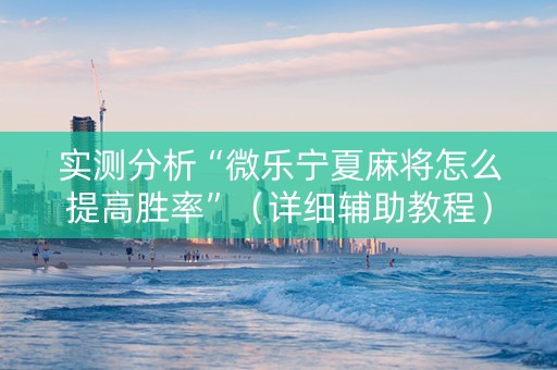 实测分析“微乐宁夏麻将怎么提高胜率”（详细辅助教程）-哔哩哔哩