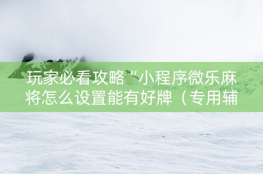 玩家必看攻略“小程序微乐麻将怎么设置能有好牌（专用辅牌神器免安装）