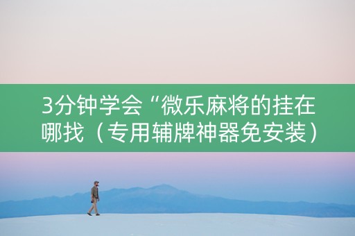 3分钟学会“微乐麻将的挂在哪找（专用辅牌神器免安装）