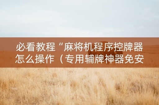 必看教程“麻将机程序控牌器怎么操作（专用辅牌神器免安装）