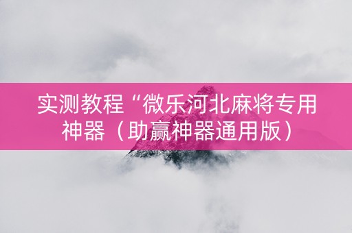 实测教程“微乐河北麻将专用神器（助赢神器通用版）