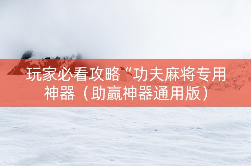 玩家必看攻略“功夫麻将专用神器（助赢神器通用版）