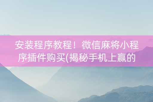 安装程序教程！微信麻将小程序插件购买(揭秘手机上赢的秘诀)
