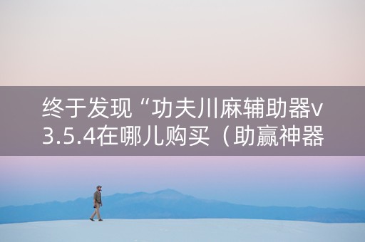 终于发现“功夫川麻辅助器v3.5.4在哪儿购买（助赢神器通用版）