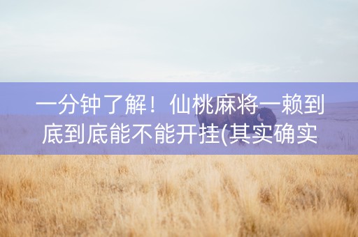 一分钟了解！仙桃麻将一赖到底到底能不能开挂(其实确实有挂)
