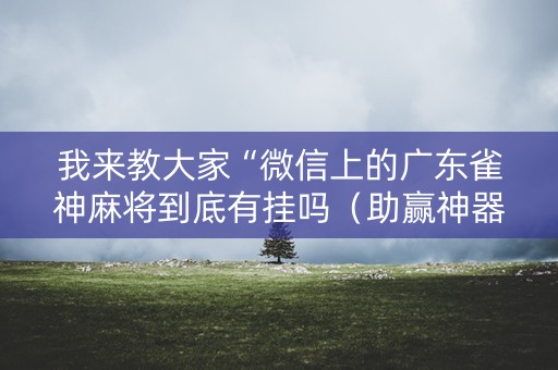 我来教大家“微信上的广东雀神麻将到底有挂吗（助赢神器通用版）