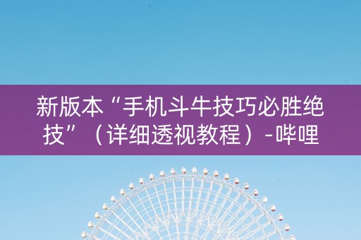 新版本“手机斗牛技巧必胜绝技”（详细透视教程）-哔哩哔哩