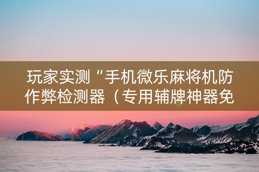 玩家实测“手机微乐麻将机防作弊检测器（专用辅牌神器免安装）