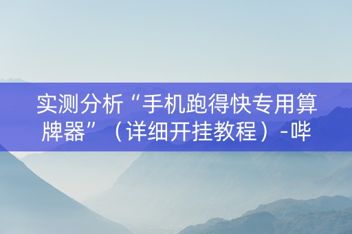 实测分析“手机跑得快专用算牌器”（详细开挂教程）-哔哩哔哩
