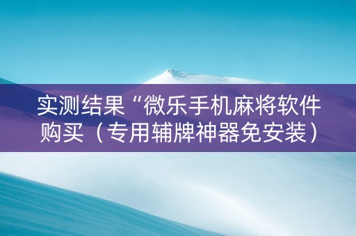 实测结果“微乐手机麻将软件购买（专用辅牌神器免安装）