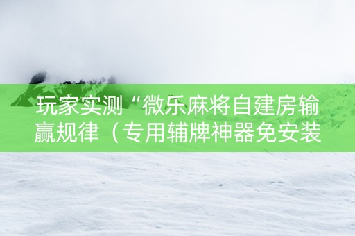 玩家实测“微乐麻将自建房输赢规律（专用辅牌神器免安装）
