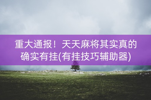重大通报！天天麻将其实真的确实有挂(有挂技巧辅助器)