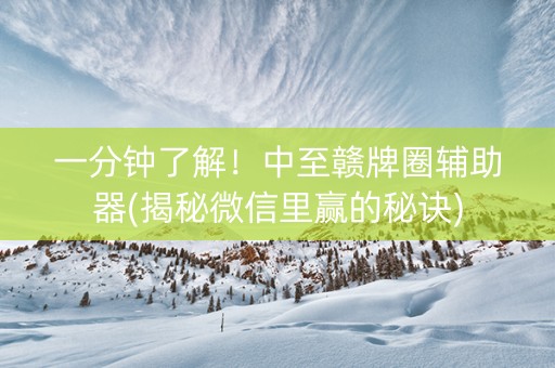 一分钟了解！中至赣牌圈辅助器(揭秘微信里赢的秘诀)