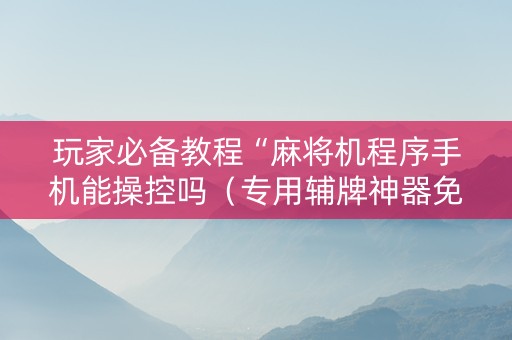 玩家必备教程“麻将机程序手机能操控吗（专用辅牌神器免安装）