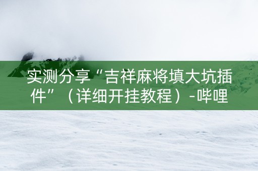 实测分享“吉祥麻将填大坑插件”（详细开挂教程）-哔哩哔哩