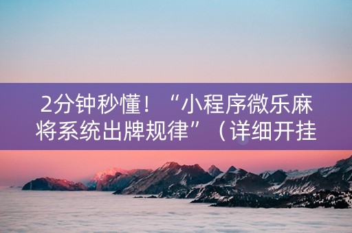 2分钟秒懂！“小程序微乐麻将系统出牌规律”（详细开挂教程）-哔哩哔哩