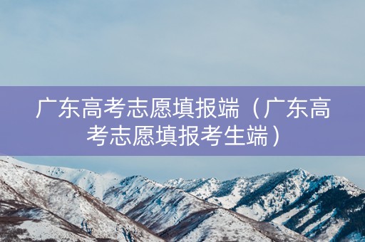 广东高考志愿填报端（广东高考志愿填报考生端）