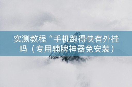 实测教程“手机跑得快有外挂吗（专用辅牌神器免安装）