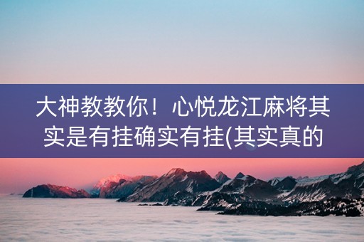 大神教教你！心悦龙江麻将其实是有挂确实有挂(其实真的确实有挂)